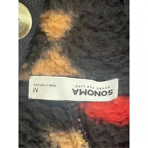 NWT Sonoma Women's Henley Sherpa Hoodie Jacket Multicolor Geometric Size M - Picture 4 of 5